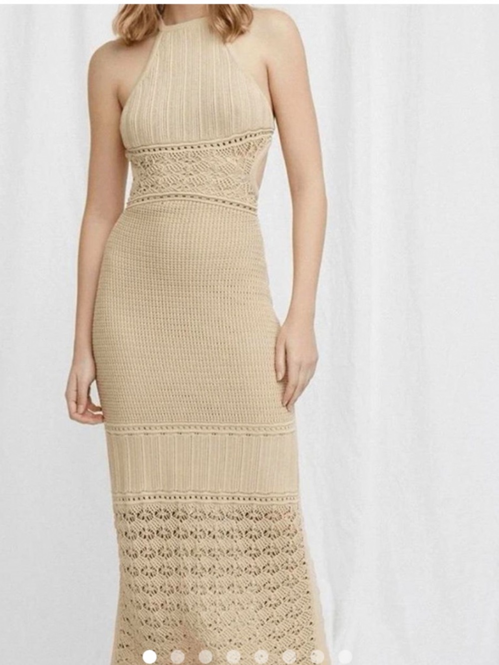 NWT Significant Other tan crochet maxi dress